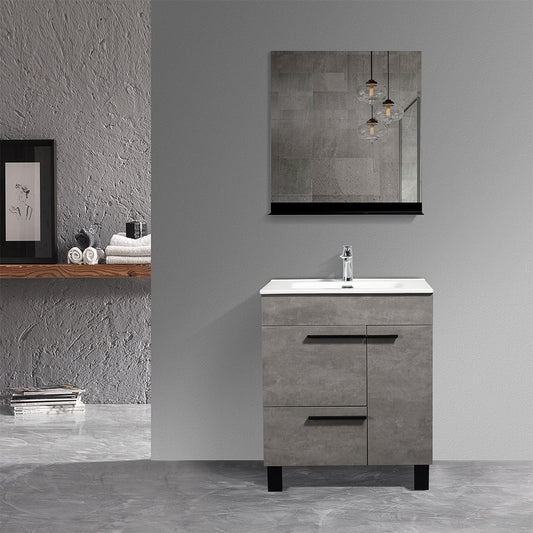 Gary-Freestanding Bathroom Vanity with Faux Marble Integrated Top&Sink