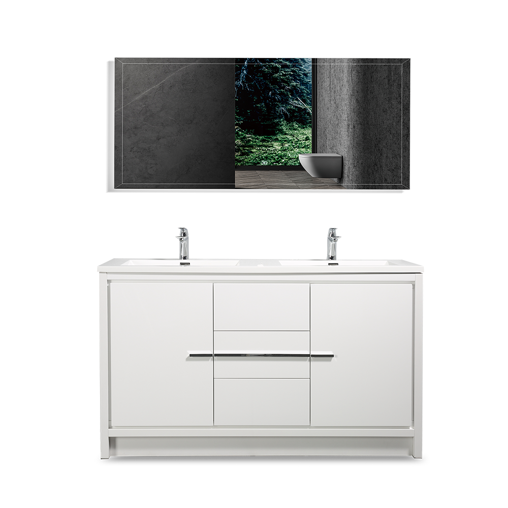 Dolly-Freestanding Bathroom Vanity with Faux Marble Integrated Top&Sink