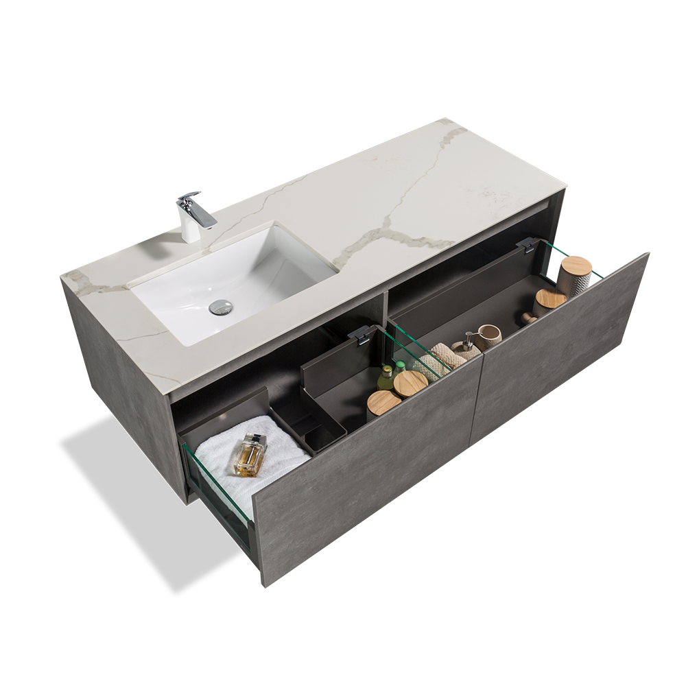 Chloe- Wall Hung Bathroom Vanity with Quartz Top & Ceramic Sink
