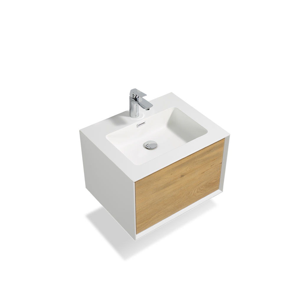 Iris Wall Mounted 24 Inch Bathroom Vanity with Cultured Marble Top & Integrated Sink