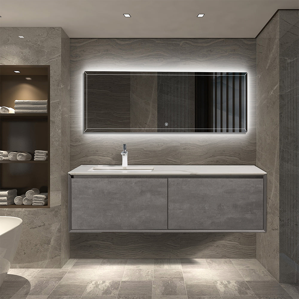 Chloe- Wall Hung Bathroom Vanity with Quartz Top & Ceramic Sink