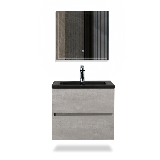 Ada-Wall Mounted Bathroom Vanity with Black Quartz Integrated Top and Sink