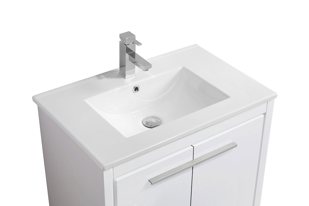 Glossy White Free standing Vanity & ceramic sink