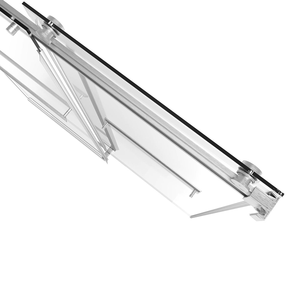 DQZ Frameless Bypass Shower Door (Brushed Nickel) (3/8") 46"-60"W x 76"H With Glass Treatment (klearteck)