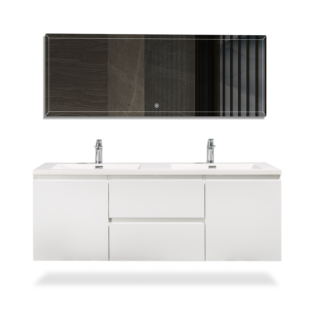 Belle-Floating Bathroom Vanity Wall Hung Vanity Unit with Faux Marble Integrated Top&Sink