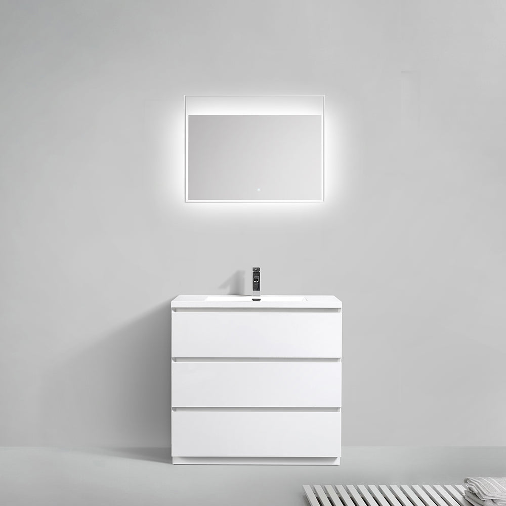 Freda-Freestanding Bathroom Vanity with Artificial Stone Integrated Top&Sink