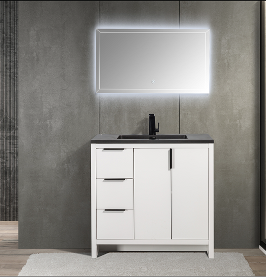 Evana-Freestanding Bathroom Vanity with Faux Marble Integrated Top&Sink