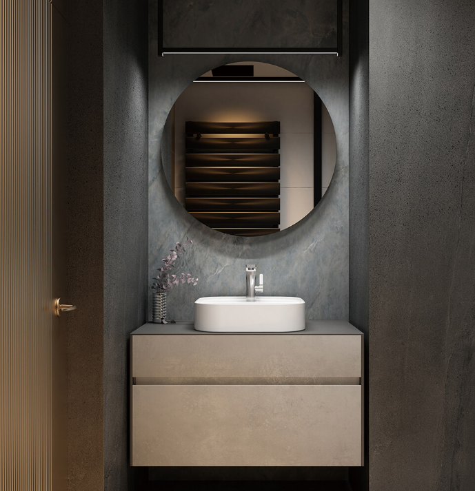 Lamina-Floating Bathroom Vanity with Faux Marble Integrated Top&Sink