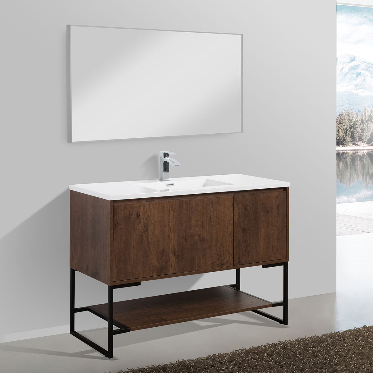 Allen V9006 48" Rose wood Vanity & resin Sink
