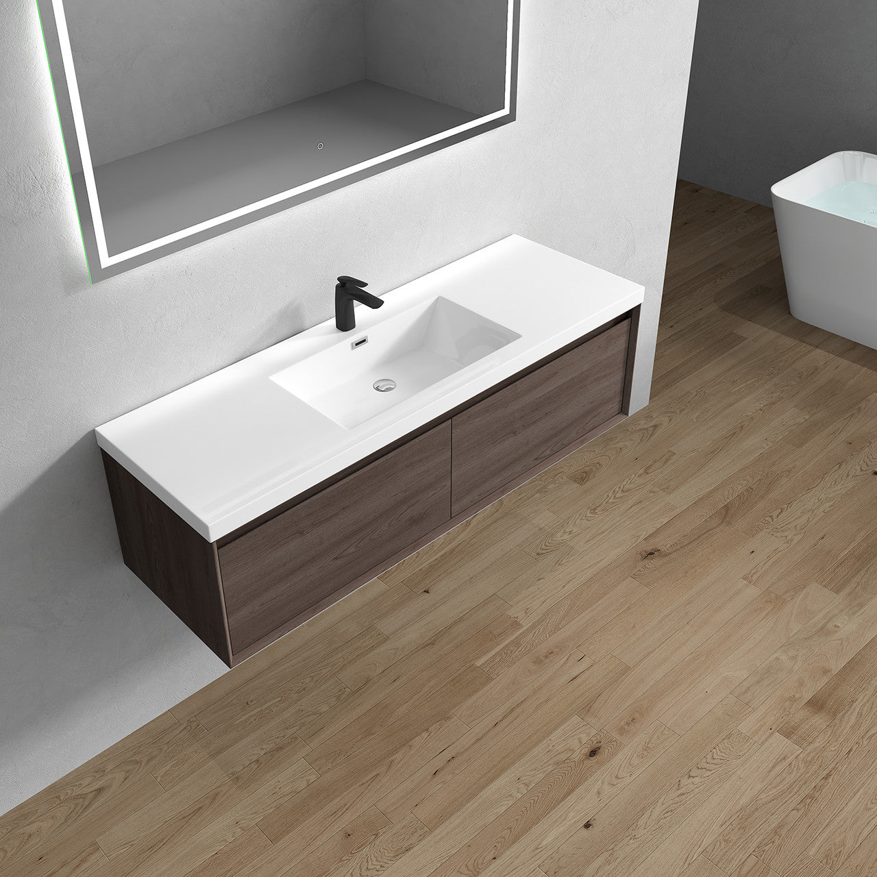 BELLA ''60 Single inch WALL MOUNTED VANITY WITH ACRYLIC TOP