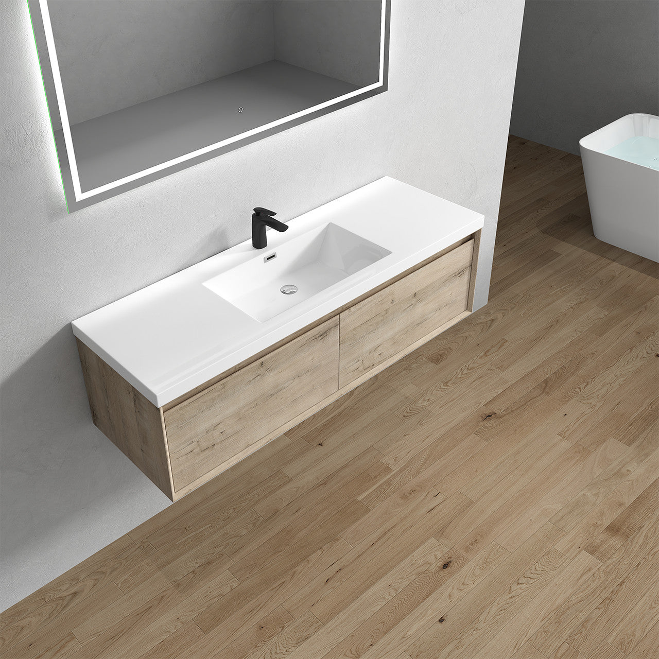 BELLA ''60 Single inch WALL MOUNTED VANITY WITH ACRYLIC TOP