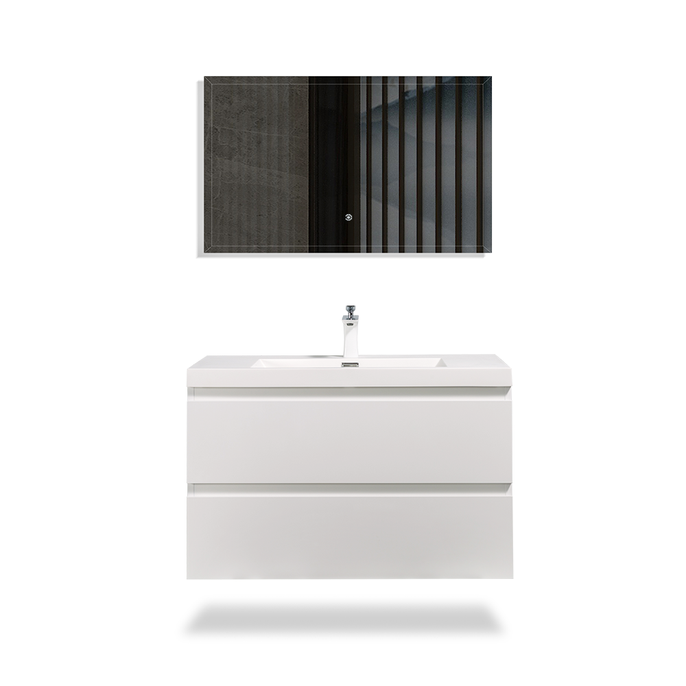 Belle-Floating Bathroom Vanity Wall Hung Vanity Unit with Faux Marble Integrated Top&Sink