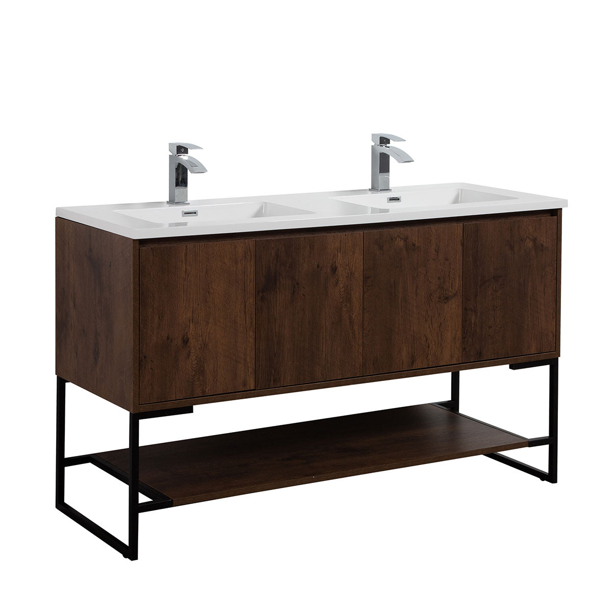 Allen V9006 60inch Rosewood double sink Vanity & resin Sink