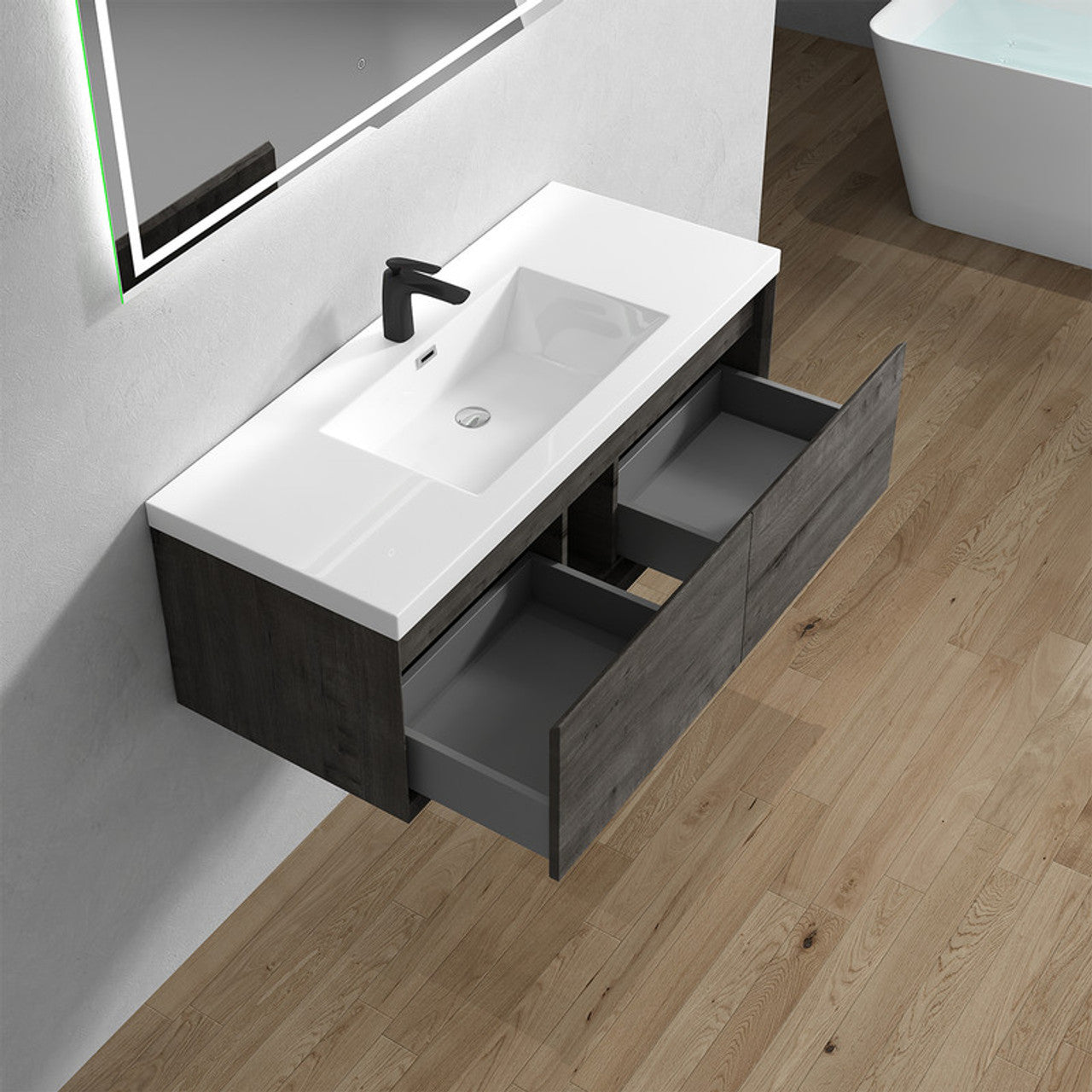 BELLA ''48 inch WALL MOUNTED VANITY WITH ACRYLIC TOP