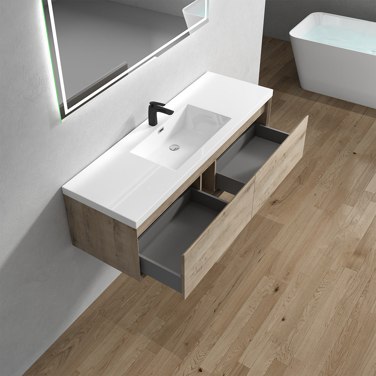 BELLA ''60 Single inch WALL MOUNTED VANITY WITH ACRYLIC TOP