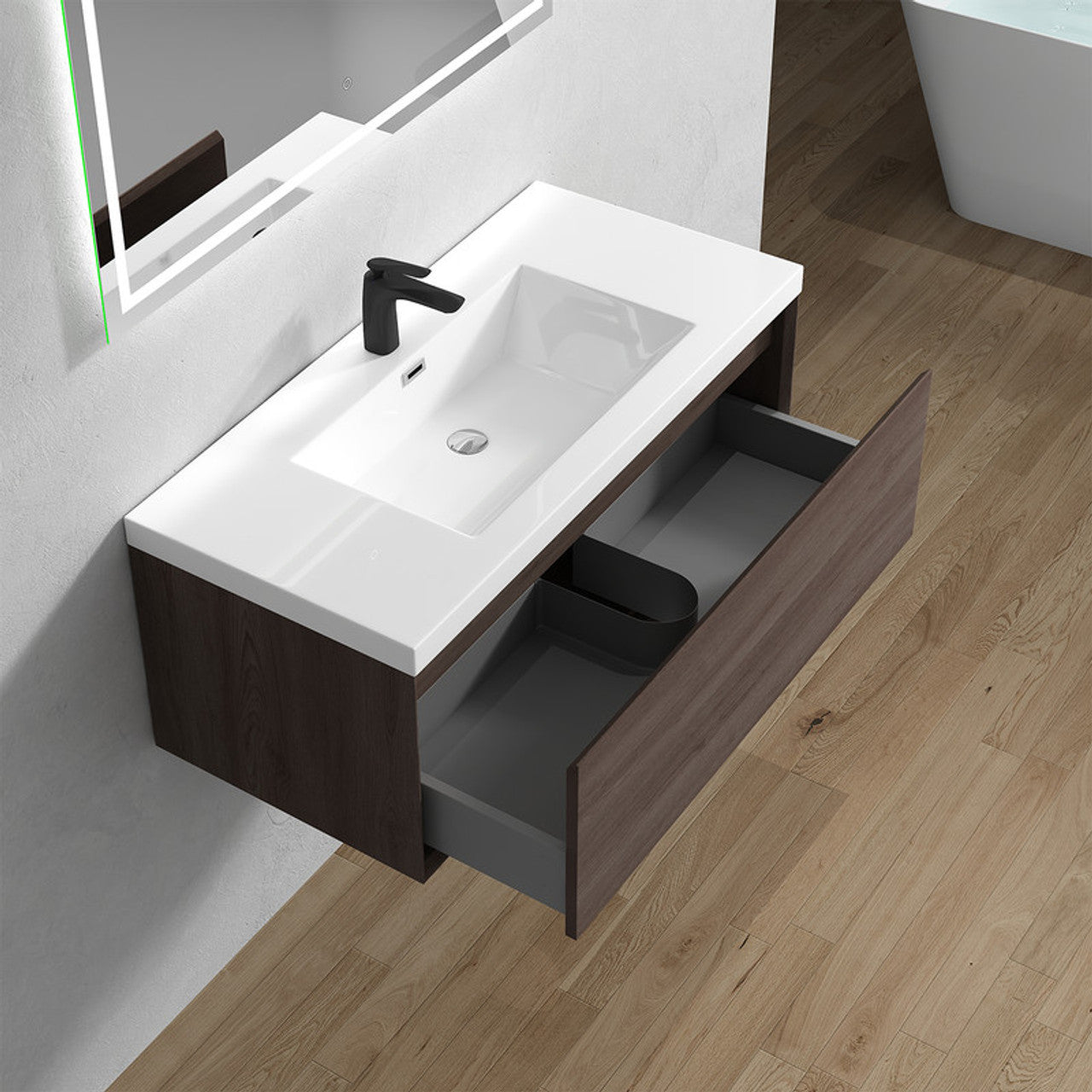 BELLA ''42 inch WALL MOUNTED VANITY WITH ACRYLIC TOP