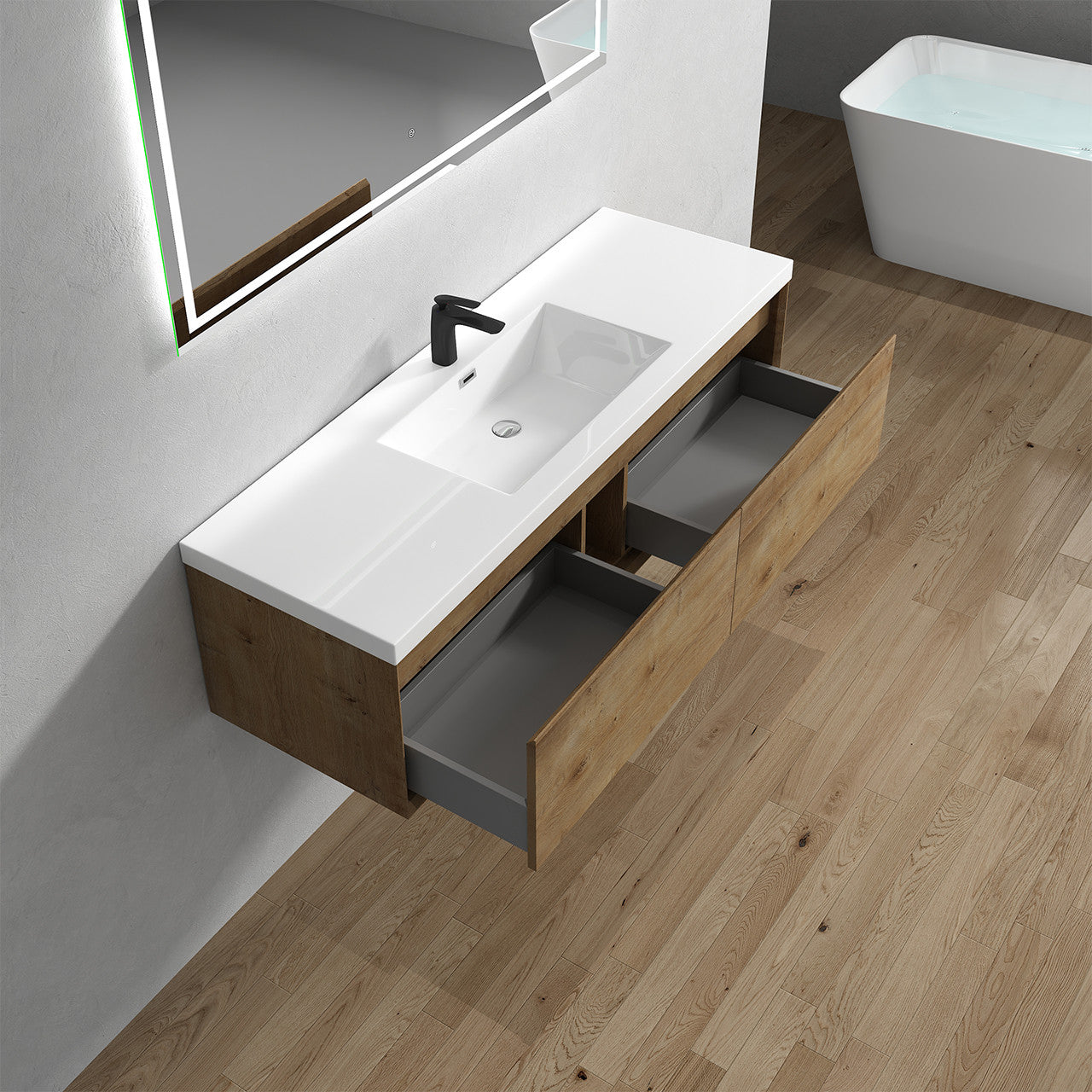 BELLA ''60 Single inch WALL MOUNTED VANITY WITH ACRYLIC TOP