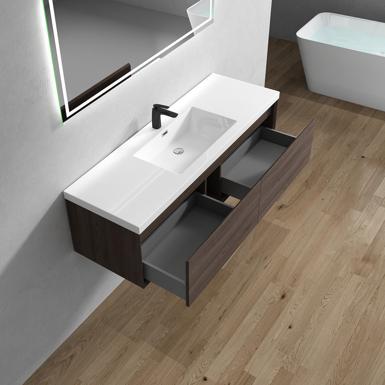 BELLA ''60 Single inch WALL MOUNTED VANITY WITH ACRYLIC TOP