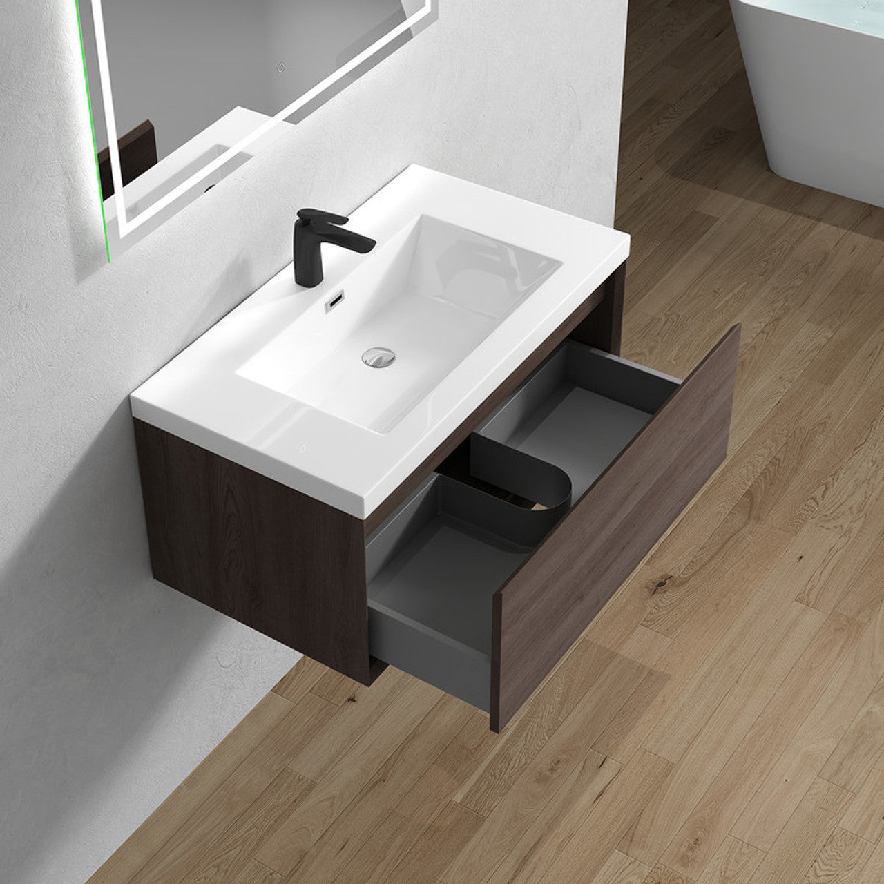 BELLA ''36 inch WALL MOUNTED VANITY WITH ACRYLIC TOP