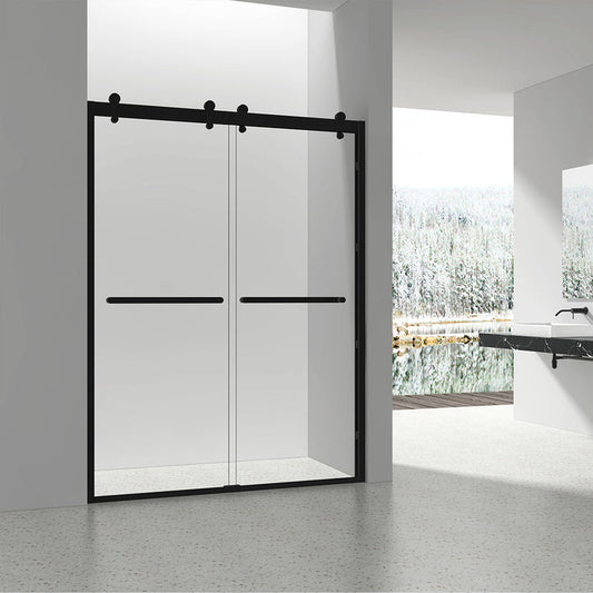 JZ Bypass Shower Doors (Matte Black) 44"-60"W x 78"H (NO Glass Treatment) 5/16"
