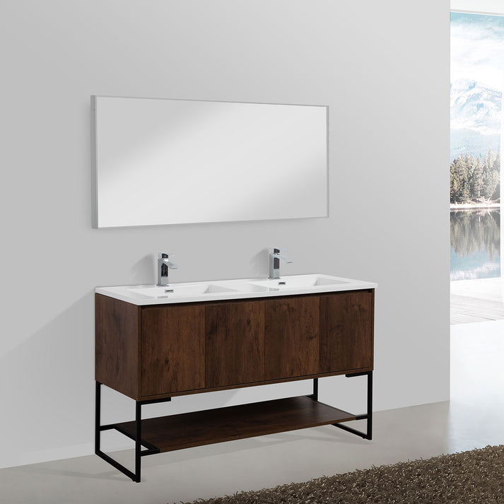 Allen V9006 60inch Rosewood double sink Vanity & resin Sink