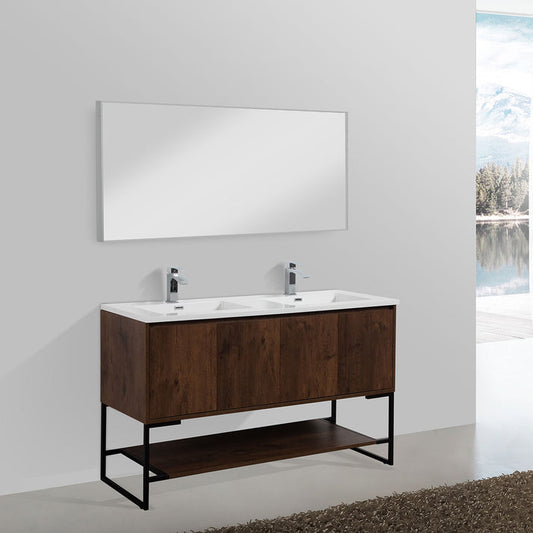 Allen V9006 60inch Rosewood double sink Vanity & resin Sink