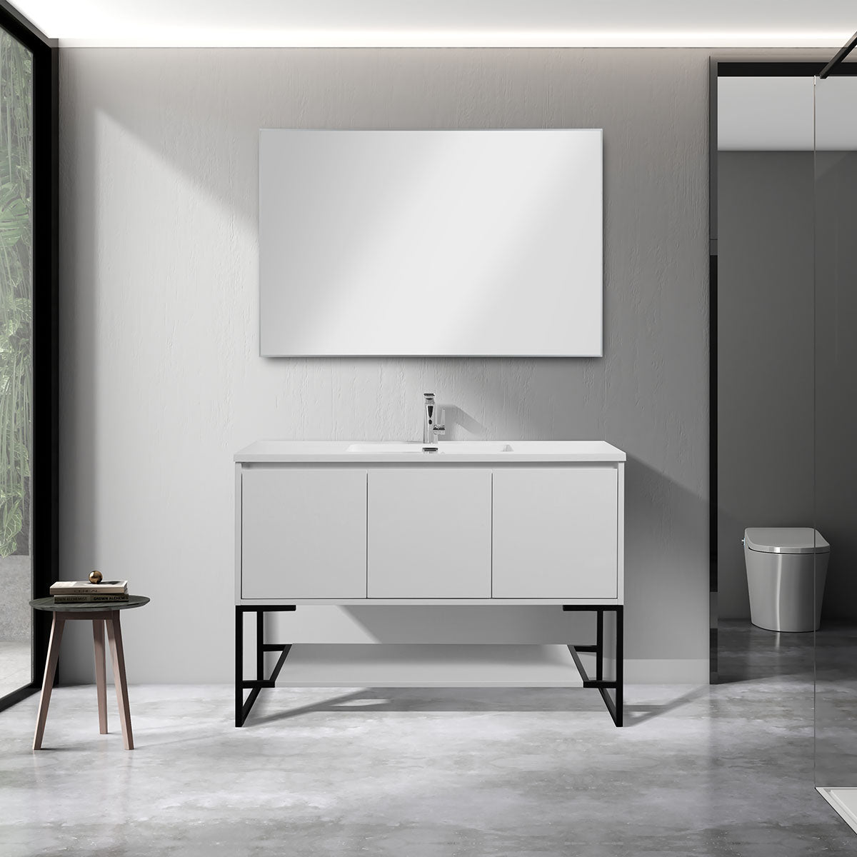Allen V9006 48" Glossy White Vanity & resin Sink