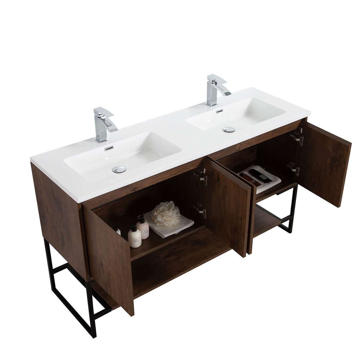 Allen V9006 60inch Rosewood double sink Vanity & resin Sink