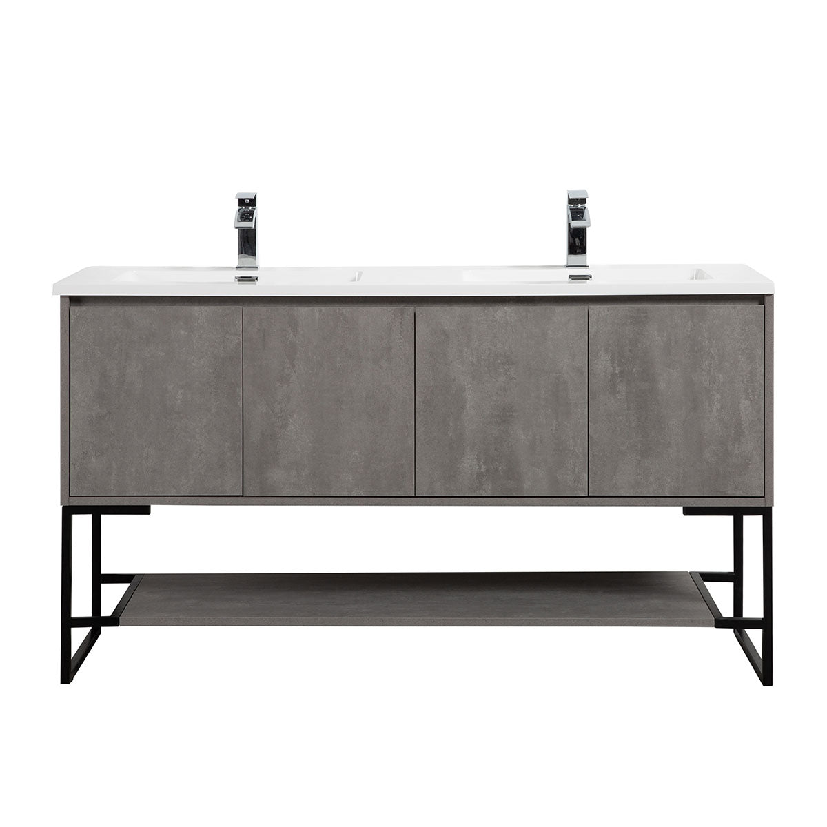 Allen V9006 60inch Cement Grey Double Sink Vanity & resin Sink