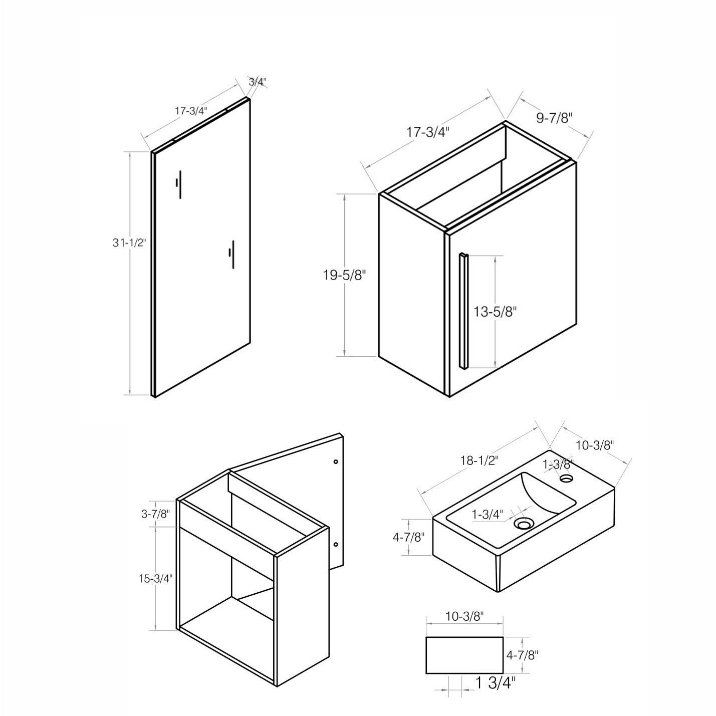 MOB-9001 18 Inch Wall Hung Vanity