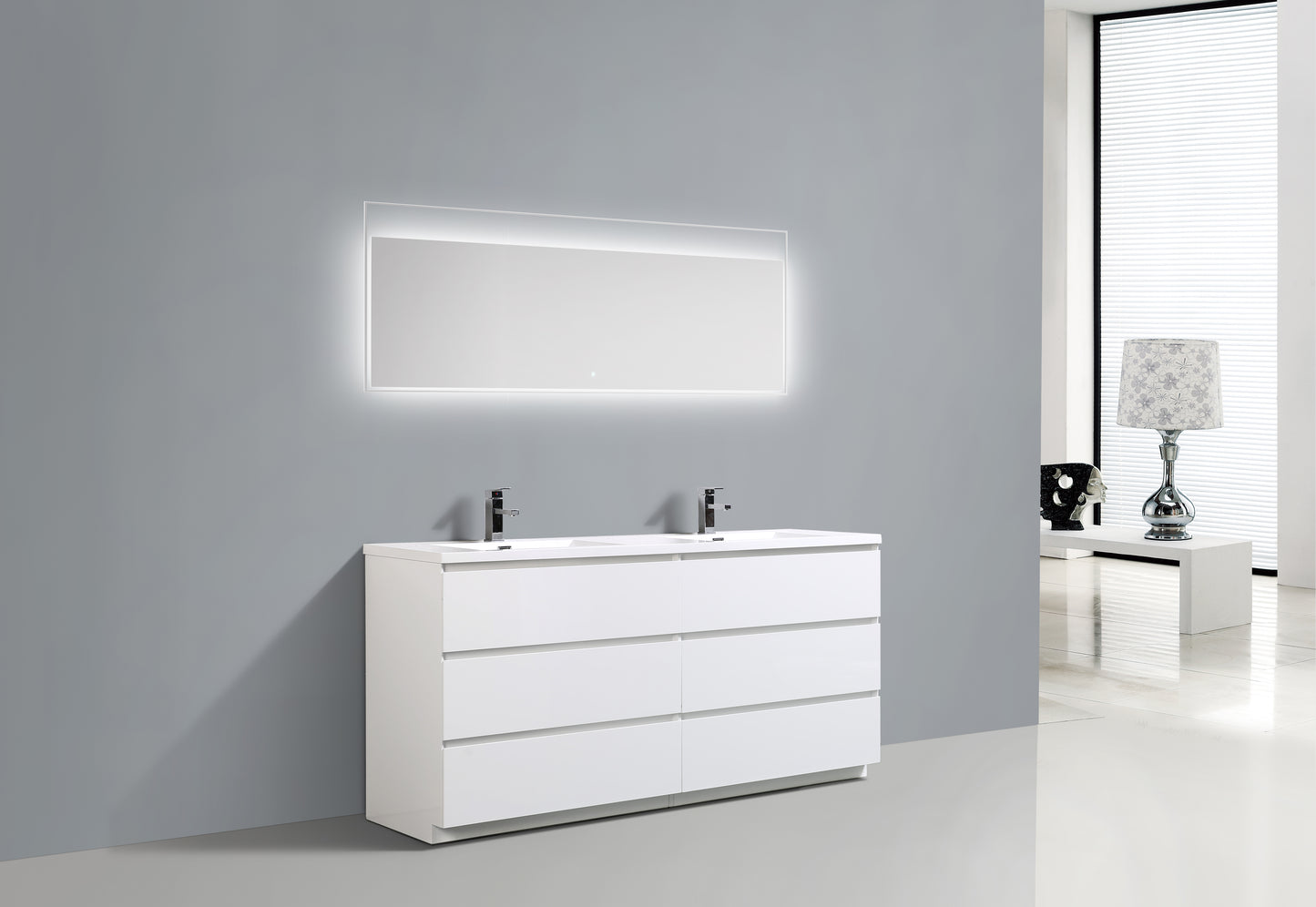 Freda-Freestanding Bathroom Vanity with Artificial Stone Integrated Top&Sink