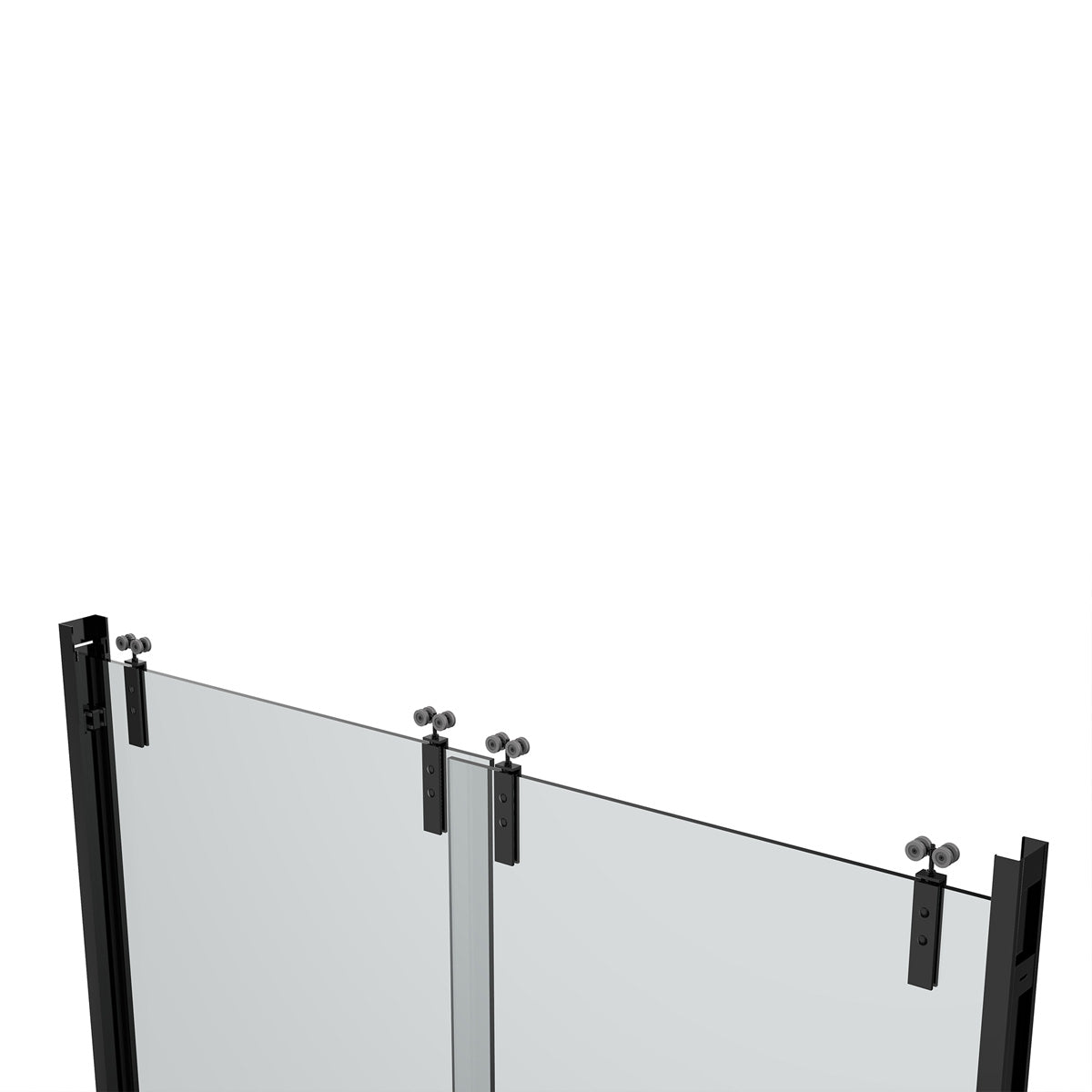 AC23 Bypass Shower Door (Matte Black) (3/8“）44"-60"W x 76"H With Glass Treatment (klearteck)