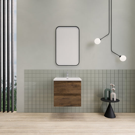 Belle-Floating Bathroom Vanity Wall Hung Vanity Unit with Faux Marble Integrated Top&Sink