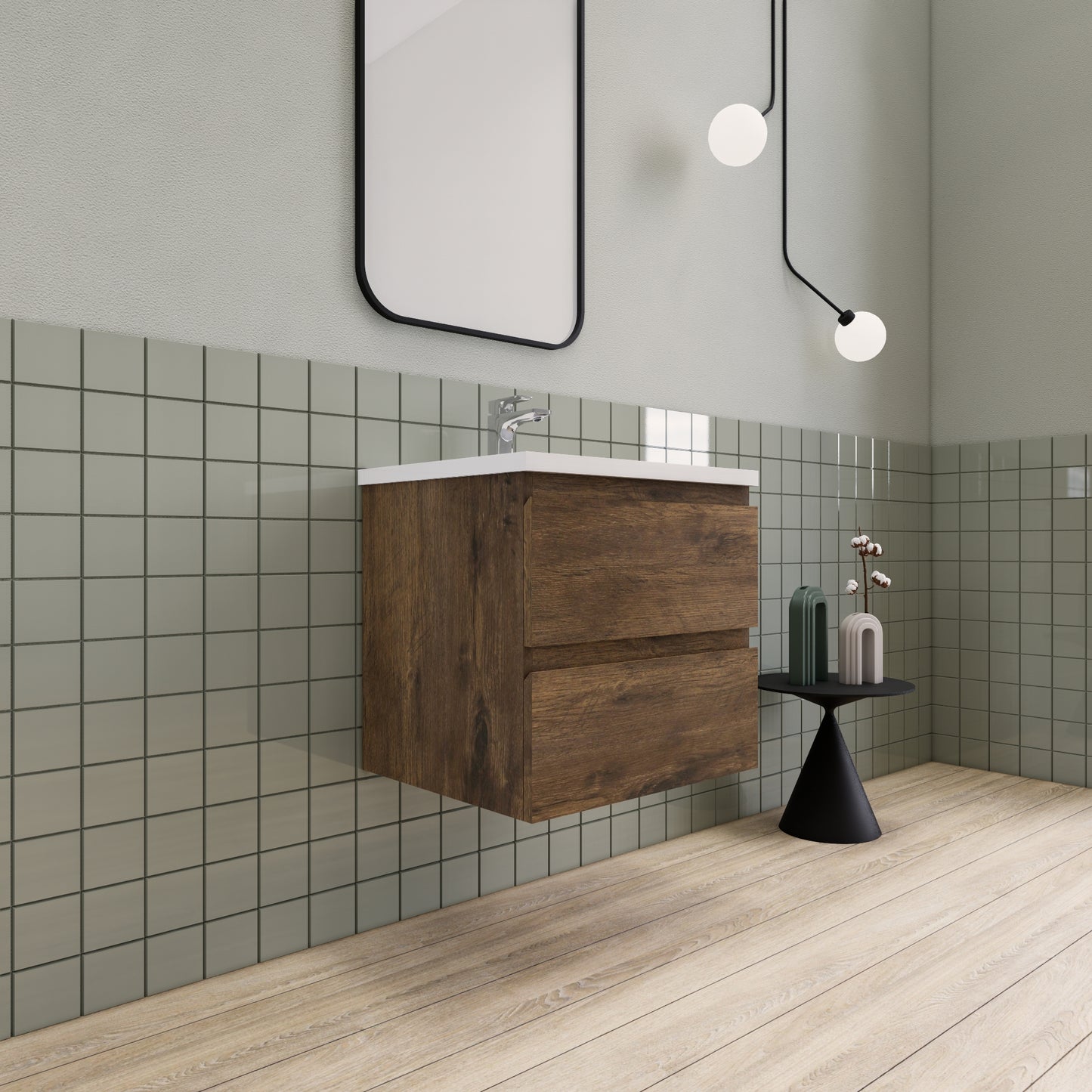 Belle-Floating Bathroom Vanity Wall Hung Vanity Unit with Faux Marble Integrated Top&Sink