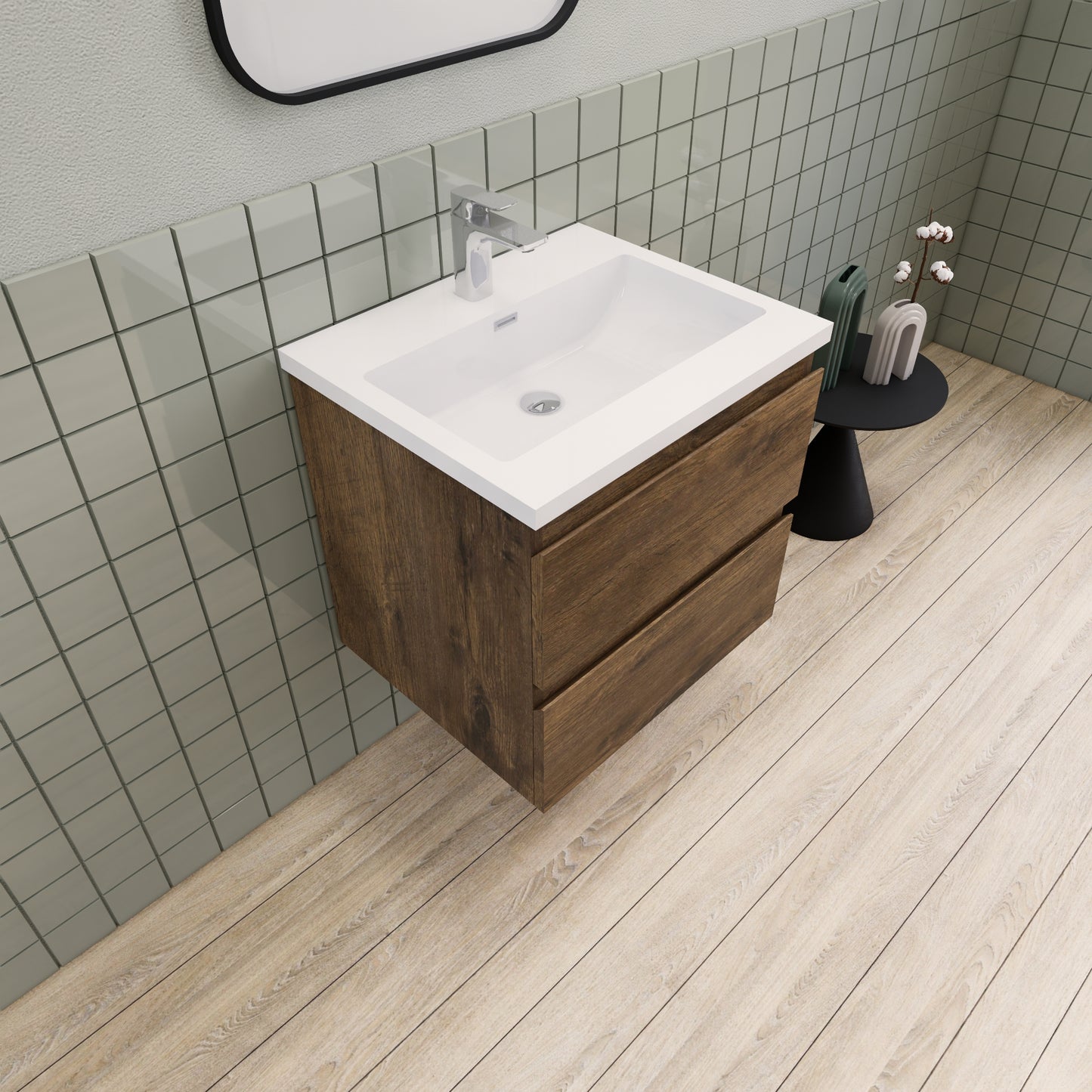 Belle-Floating Bathroom Vanity Wall Hung Vanity Unit with Faux Marble Integrated Top&Sink