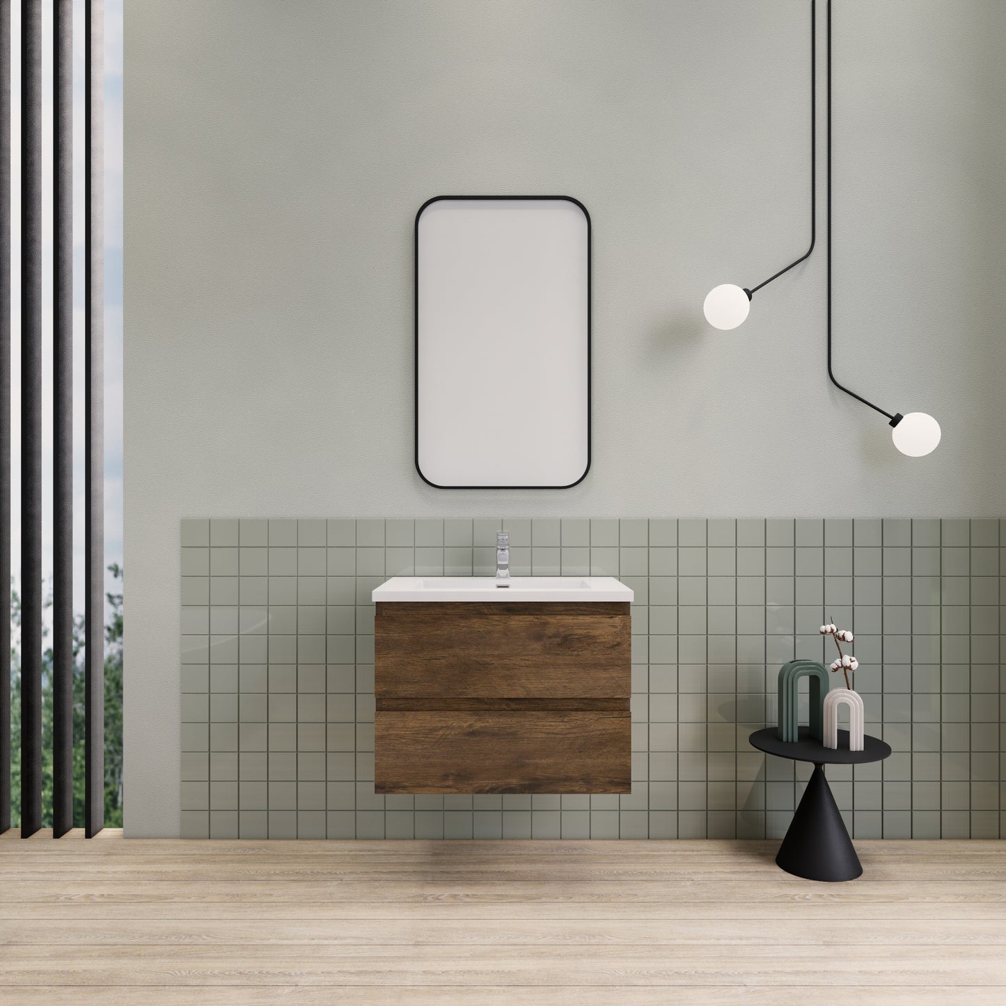 Belle-Floating Bathroom Vanity Wall Hung Vanity Unit with Faux Marble Integrated Top&Sink