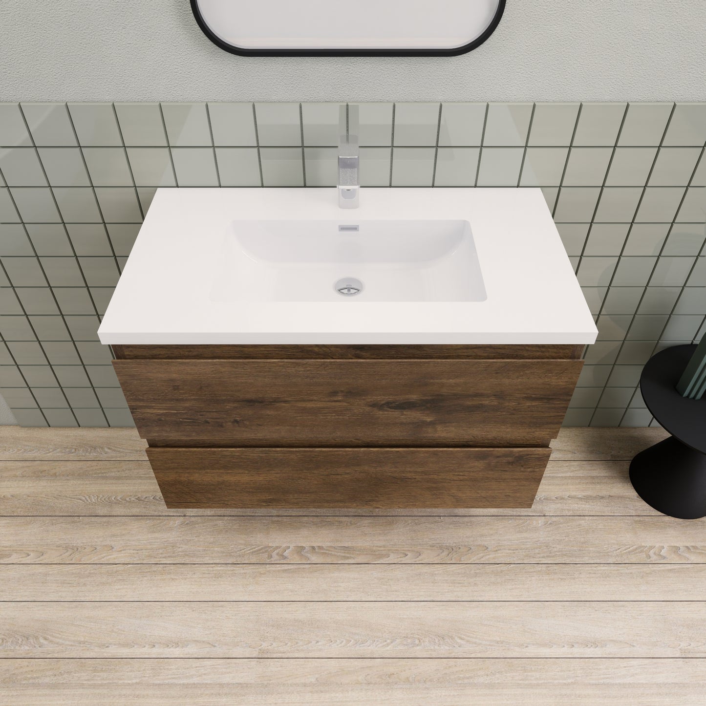 Belle-Floating Bathroom Vanity Wall Hung Vanity Unit with Faux Marble Integrated Top&Sink