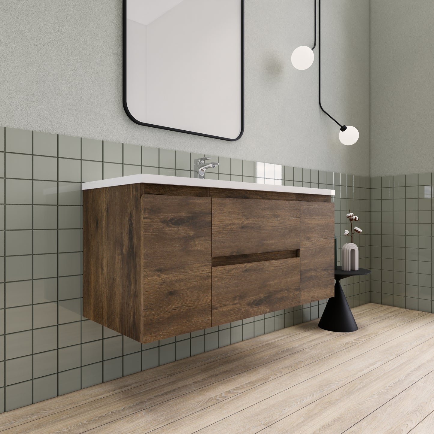 Belle-Floating Bathroom Vanity Wall Hung Vanity Unit with Faux Marble Integrated Top&Sink