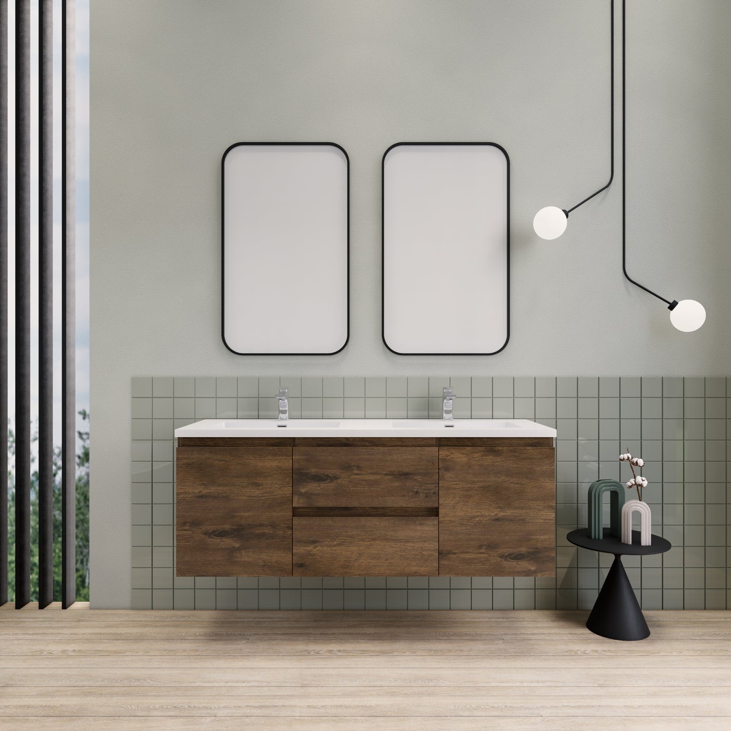 Belle-Floating Bathroom Vanity Wall Hung Vanity Unit with Faux Marble Integrated Top&Sink