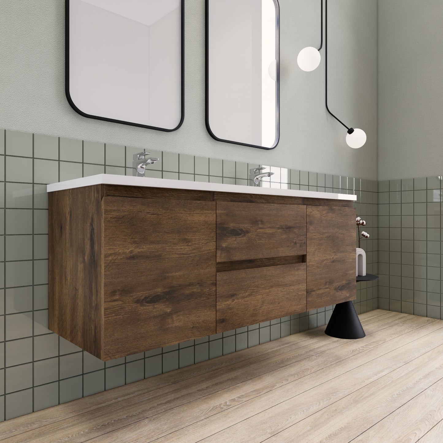 Belle-Floating Bathroom Vanity Wall Hung Vanity Unit with Faux Marble Integrated Top&Sink
