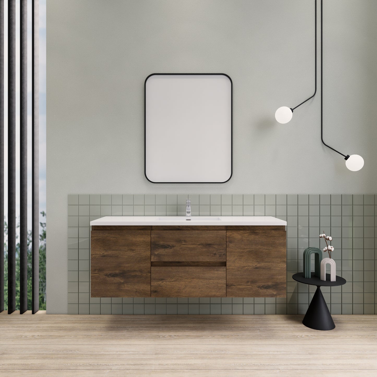 Belle-Floating Bathroom Vanity Wall Hung Vanity Unit with Faux Marble Integrated Top&Sink