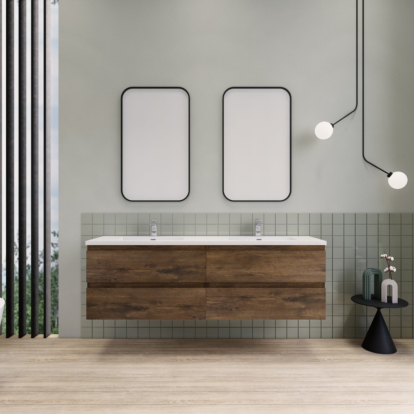 Belle-Floating Bathroom Vanity Wall Hung Vanity Unit with Faux Marble Integrated Top&Sink