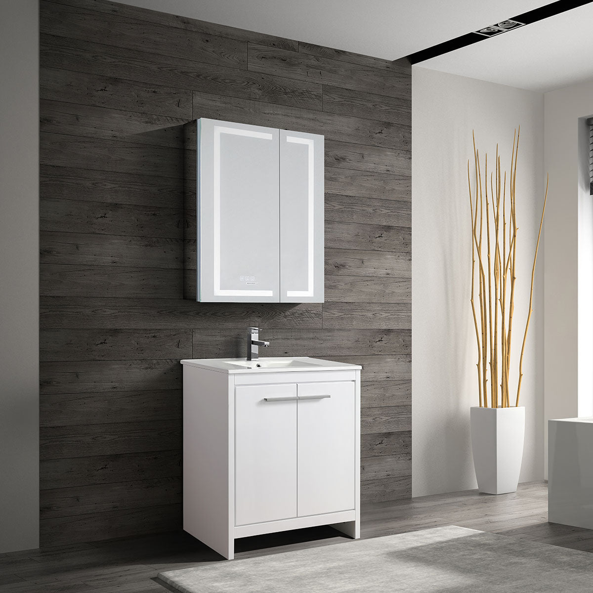 Glossy White Free standing Vanity & ceramic sink