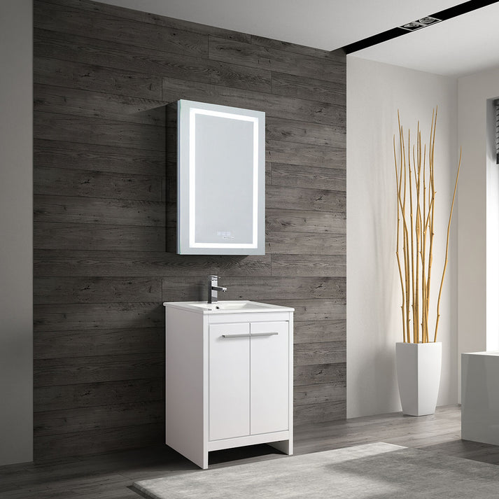Glossy White Free standing Vanity & ceramic sink