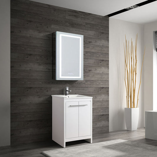 Glossy White Free standing Vanity & ceramic sink