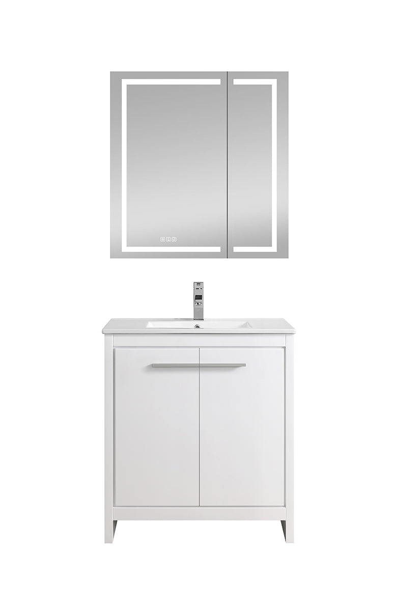 Glossy White Free standing Vanity & ceramic sink