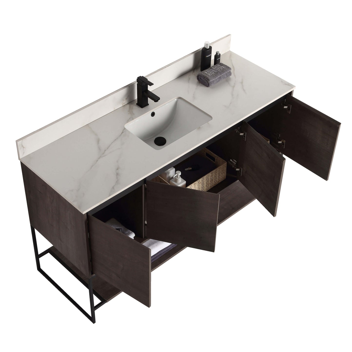 Allen-Freestanding Classic Grey Bathroom Vanity with Integrated Top and Sink