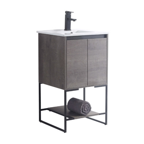 Allen-Freestanding Classic Grey Bathroom Vanity with Integrated Top and Sink