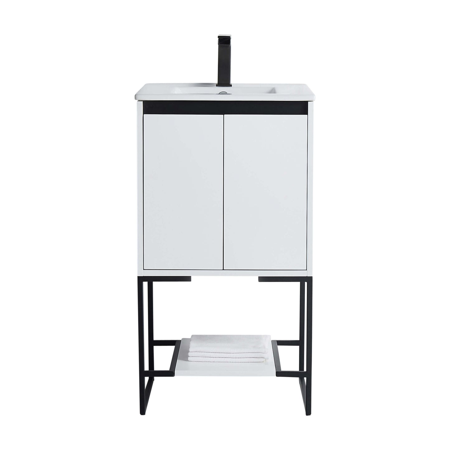 Allen-Freestanding Matte White Bathroom Vanity with Integrated Top and Sink