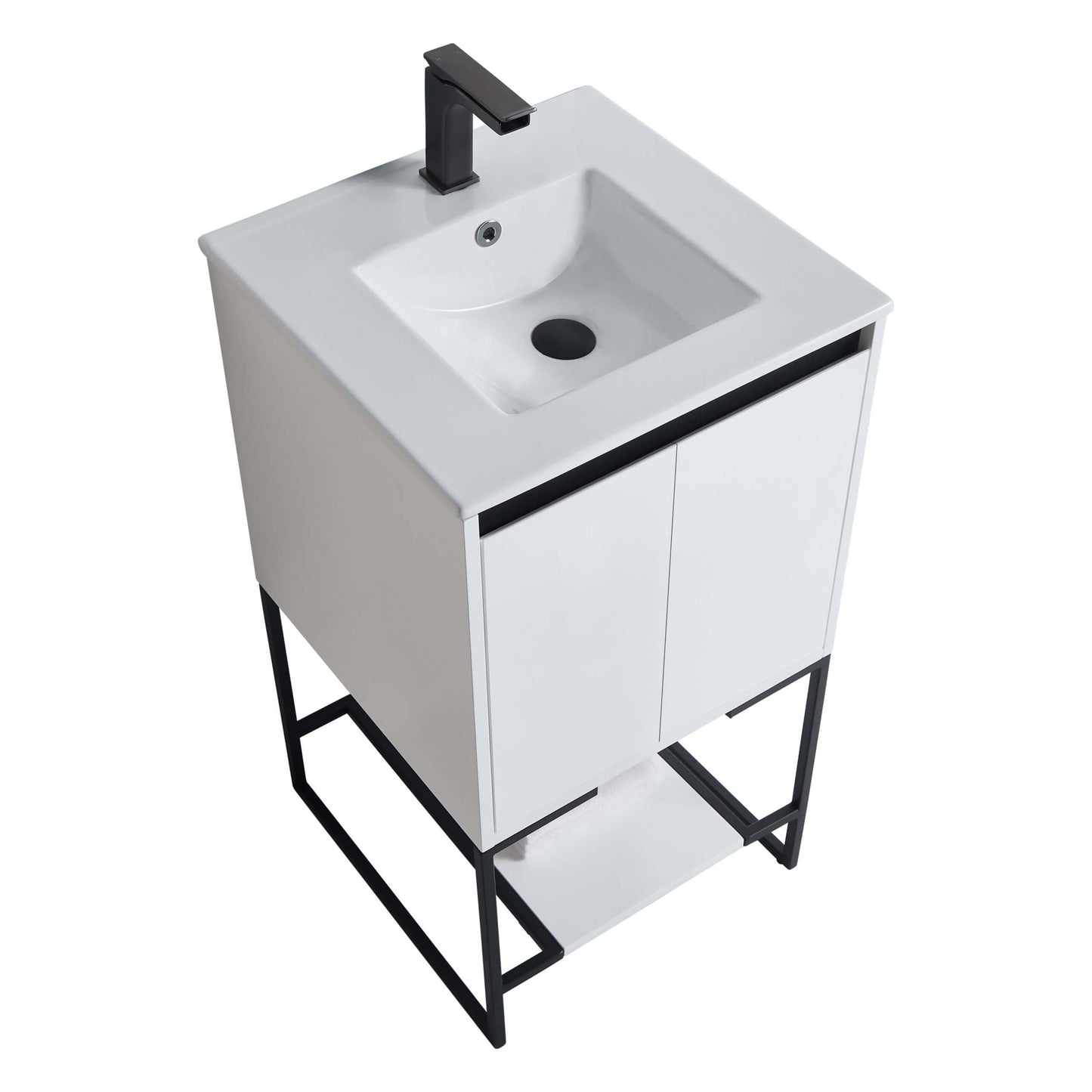 Allen-Freestanding Matte White Bathroom Vanity with Integrated Top and Sink